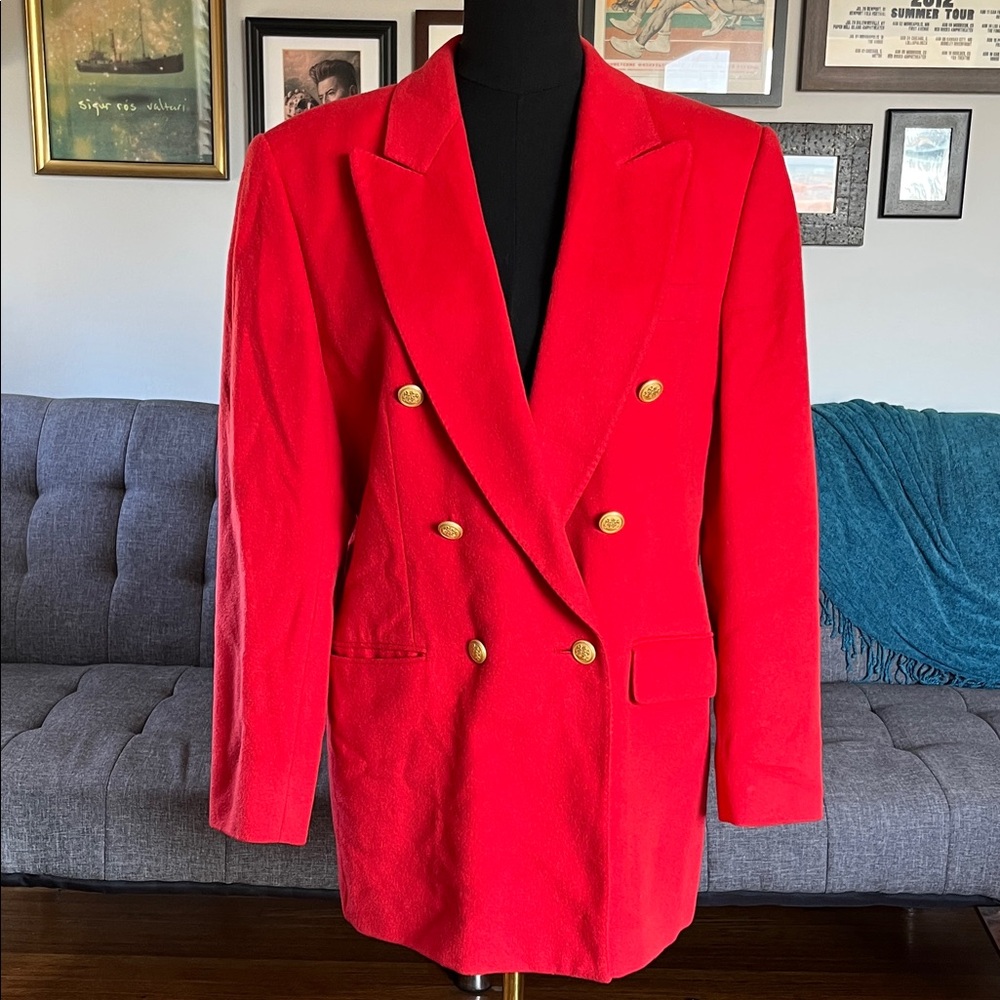 Aquascutum Vintage Women's Red Double-Breasted wool/cashmere blazer size 10